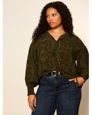 Sanctuary The Moment Volume Blouse Midnight Moss Extended Sizing - Multicolor