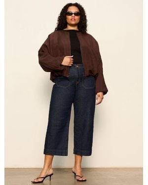 Sanctuary Linen Bubble Jacket Rich Soil Extended Sizing - Blue