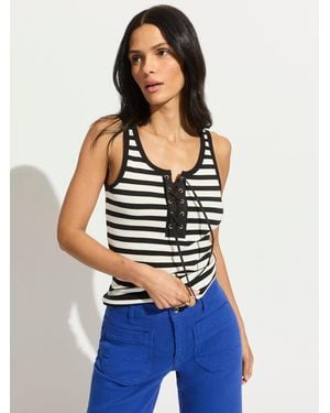 Sanctuary Go-to Lace Up Tank Chalk/black Stripe - Blue
