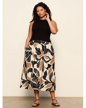 Sanctuary Sandbar Mix Media Midi Dress Lotus With Black Extended Sizing - Natural