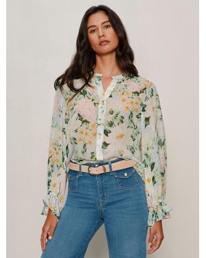 Sanctuary Femme Muse Button Blouse Spring Floral - Blue