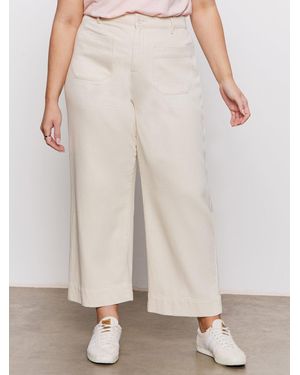 Sanctuary Soft Marine Wide Leg Standard Rise Crop Pant Macrame Extended Sizing - Natural