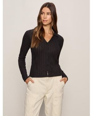 Sanctuary Button Down Textured Top Black