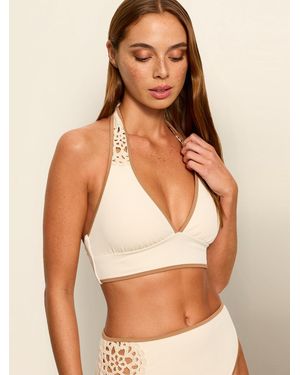 Sanctuary Swim Halter Bikini Top White Sand - Natural