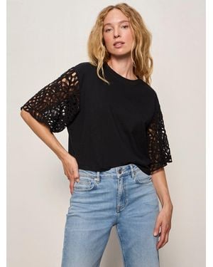 Sanctuary Crochet Sleeve Belle Tee Black
