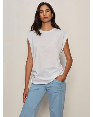 Sanctuary Pleated Muscle Tee White - Blue