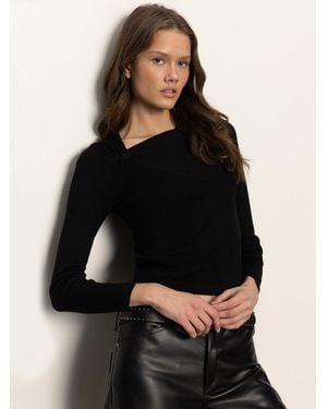 Sanctuary Long Sleeve Shoulder Twist Top Black