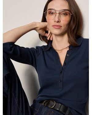 Sanctuary Echo Button Front Tee Navy Blazer - Blue