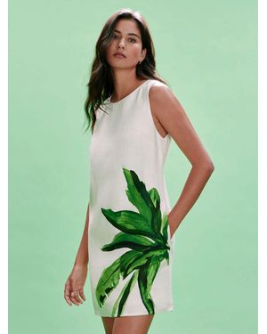 Sanctuary Way To Be Linen Shift Dress Palmetta - Green