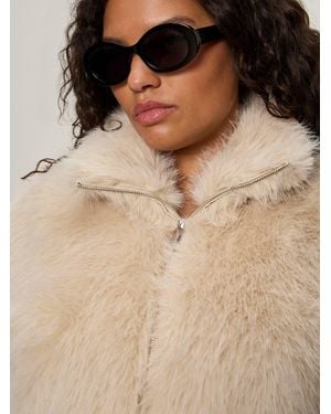 Sanctuary Silky Fur Vest Almond Cream Extended Sizing - Natural