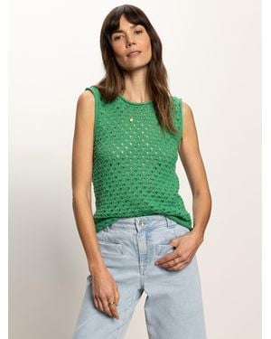 Sanctuary Crochet Shell Sweater Palm - Green