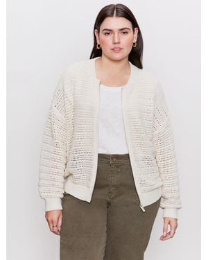 Sanctuary Open Knit Bomber Jacket Chalk Extended Sizing - Natural