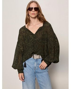Sanctuary The Moment Volume Blouse Midnight Moss - Multicolor