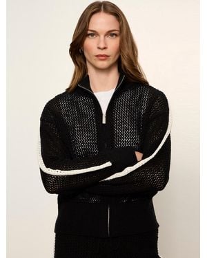 Sanctuary Open Stitch Track Jacket Black With Chalk