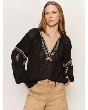 Sanctuary Raye Embroidered Blouse Black