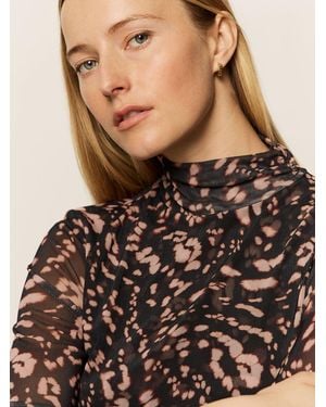 Sanctuary Long Sleeve Mesh Mock Top Nocturnal - Brown