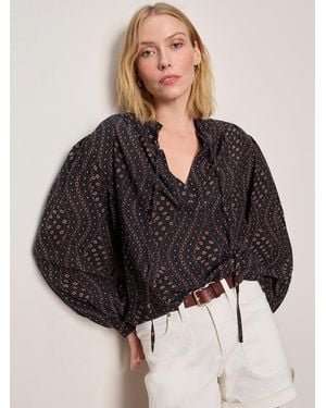 Sanctuary Joyride Relaxed Volume Blouse Rhythmic - Black
