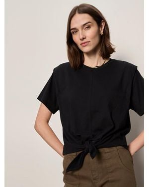 Sanctuary Good To Go Tie Front Tee Black