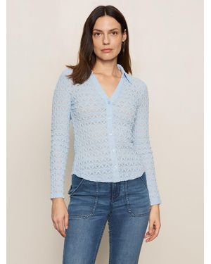 Sanctuary Dreamgirl Lace Button Up Top Blue Powder