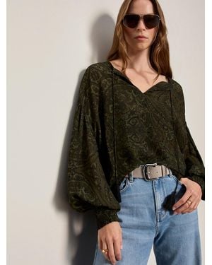 Sanctuary The Moment Volume Blouse Midnight Moss - Multicolor
