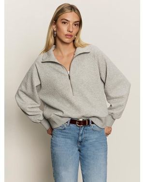 Sanctuary Textured Zip Up Popover Heather Gray - Natural