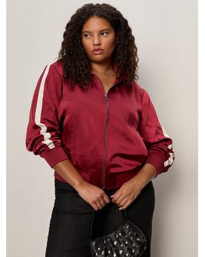 Sanctuary Satin Track Jacket Crimson Extended Sizing - Red