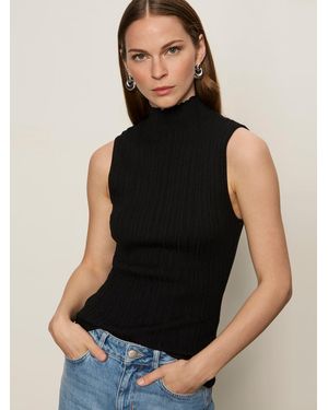 Sanctuary Ribbed Funnel Neck Top Black