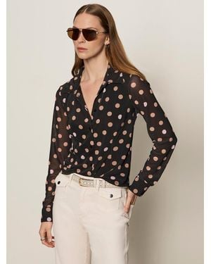 Sanctuary Fitted Mesh Button Down Top Popspot - Multicolor