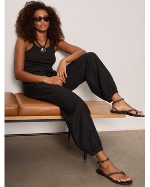 Sanctuary Melody Micro Linen Balloon Pant Black - Brown