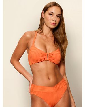 Sanctuary Swim V -waist High Leg Bikini Bottom Hibiscus - Orange