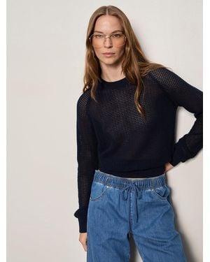 Sanctuary Soleil Open Stitch Sweater Navy Blazer - Blue