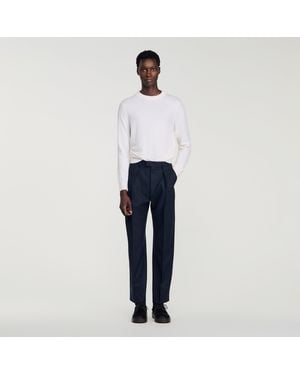 Sandro Wide-Leg Wool Trousers - Blue