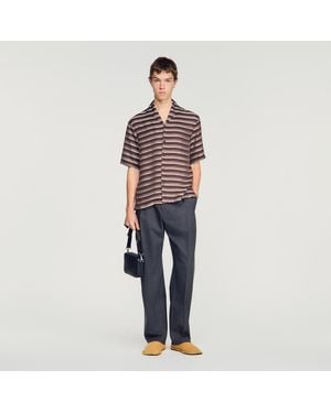 Sandro Striped Boat Neck Shirt - Blue