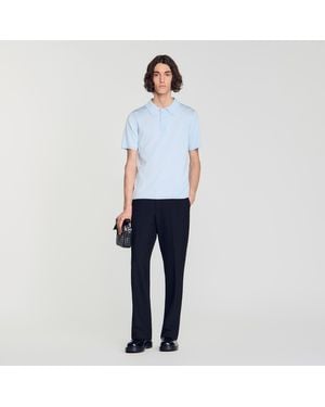Sandro Polo en maille à manches courtes - Bleu