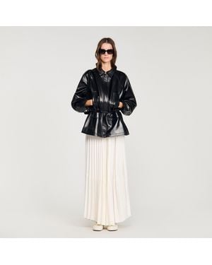 Sandro Smooth Leather Jacket - Black