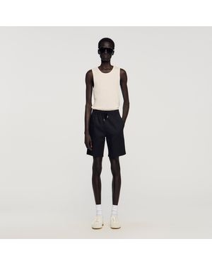 Sandro Cotton Shorts With Elastic Waist - Black