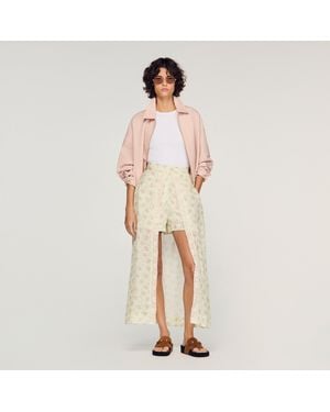 Sandro Floral Print Maxi Skort - Natural