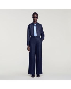 Sandro Rhinestone Straight-Leg Trousers - Blue