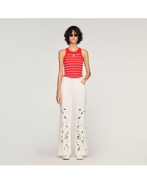 Sandro Jean large brodé - Rouge