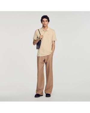 Sandro Polo en coton à logo cuir - Neutre