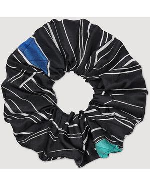 Sandro Striped Silk Scrunchie - Blue