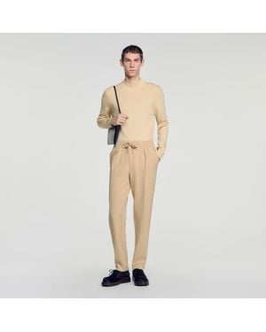 Sandro Elasticated Straight Trousers - Natural