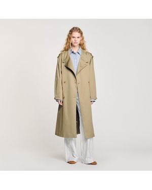 Sandro Belted Trench Coat - Natural