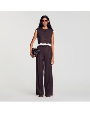 Sandro 2-In-1 Wool Crop Top - Blue
