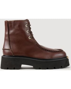 Sandro Fur-Lined Boots - Brown