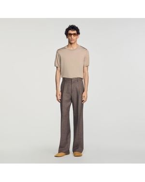 Sandro Wool Suit Trousers - Natural