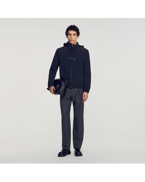 Sandro Hooded Zip-Up Jacket - Blue