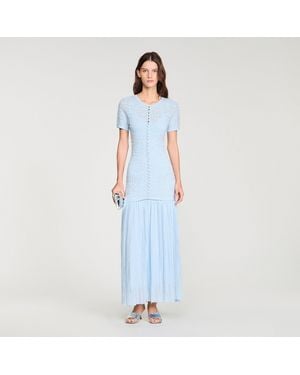 Sandro Beaded Knit Maxi Dress - Blue