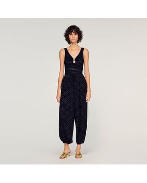 Sandro Jewellery Detail Knit Leotard - Blue