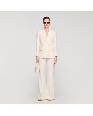 Sandro Double-Breasted Suit Jacket - Natural